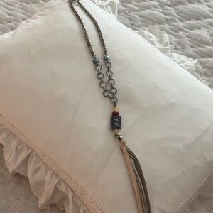 Lucky Brand Gold and Black Tassel Necklace
